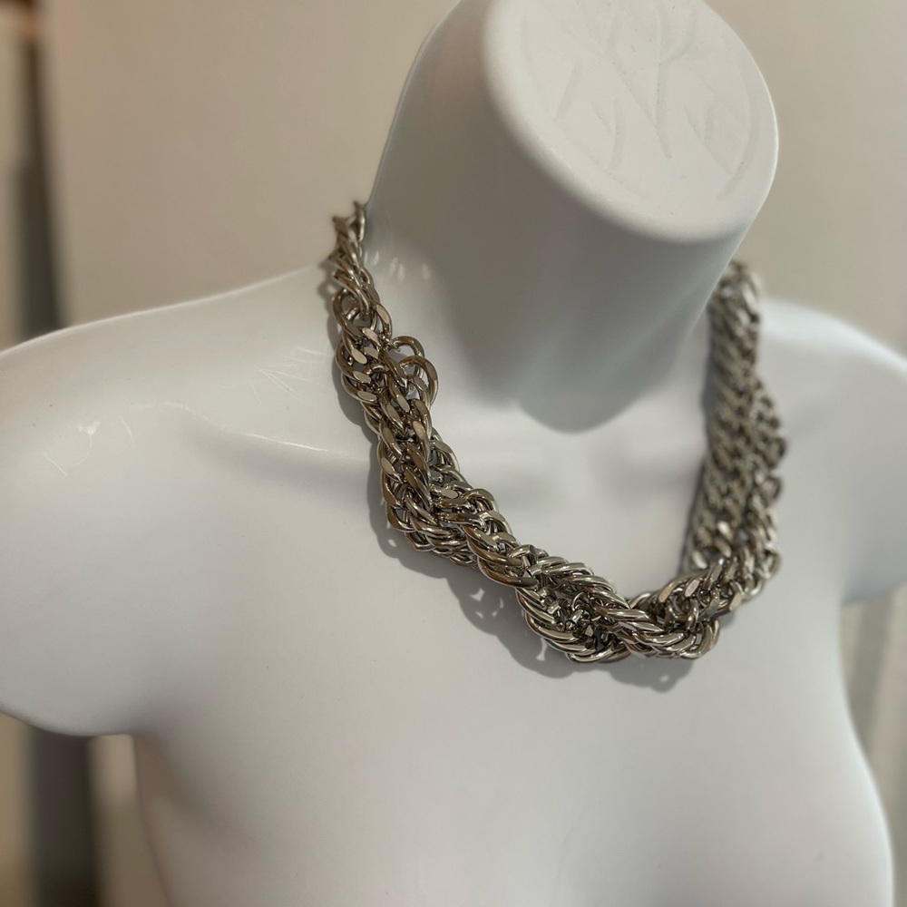 Zara Heavy Double Chain Twisted Statement Silver … - image 7